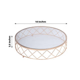 14inch Gold Metal Geometric Diamond Cut Cake Stand, Dessert Display Riser with Glass Top