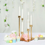 24inch Gold 6 Arm Cluster Taper Candle Holder With Clear Glass Shades Large Candle Arrangement