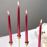 12 Pack | Metallic Red 10inch Premium Wax Taper Candles, Unscented Candles