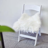 20inch Soft White Faux Sheepskin Fur Square Seat Cushion Cover, Small Shag Area Rug