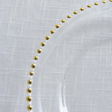 8 Pack | 12inch Gold Beaded Round Glass Charger Plates, Event Tabletop Decor