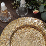 6 Pack | 13inch Gold Embossed Peacock Design Disposable Charger Plates, Round Serving Plates