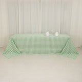 White Sage Green Seamless Buffalo Plaid Rectangle Tablecloth, Checkered Polyester Tablecloth