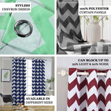 White/Blush Chevron Print Thermal Blackout Window Curtain Grommet Panels, Noise Cancelling Curtains