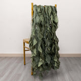 5 Pack Eucalyptus Sage Green Curly Willow Chiffon Satin Chair Sashes