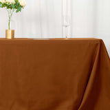 72"x120" Cinnamon Brown Polyester Rectangle Tablecloth, Reusable Linen Tablecloth