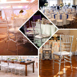8 Pack Resin Chiavari Chairs Transparent and Stackable Clear - Sleek Armless Design for Weddings