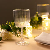 12 Pack Clear Ribbed Reusable Plastic Wine Goblets