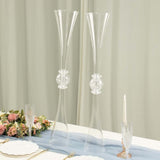 2 Pack | 31inch Clear Crystal Embellishment Trumpet Flower Vase, Reversible Plastic Centerpiece