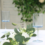 6 Pack Transparent Dusty Blue Plastic Reusable Cocktail Glasses With Long Stem