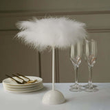 15inch White Feather LED Table Lamp Wedding Centerpiece, Battery Operated Cordless Desk Light