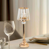 2-Pack 15" Crystal Pendant Candle Holders Lamp Shade Style in Gold, Votive Candle Stand