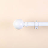 42-126inch Adjustable Curtain Rod Set, White, Round Finials