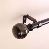 42-126inch Adjustable Curtain Rod Set, Chocolate Brown, Marble Finials