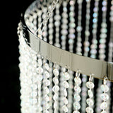 20ft Hanging Beaded Crystal Column Chandelier, Tall Beads Curtain Round