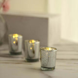 12 Pack | 2inch Silver Mercury Glass Candle Holders, Votive Tealight Holders - Speckled Design