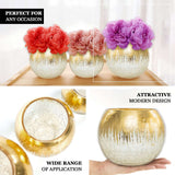 4inch Gold Foiled Crackle Glass Bud Vase Table Centerpiece, Bubble Bowl Round Flower Vase