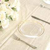 10 Pack | 8inch Très Chic Gold Rim Clear Disposable Salad Plates, Plastic Dessert Appetizer Plates