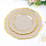 10 Pack | 8inch Taupe Plastic Dessert Salad Plates, Disposable Tableware Round