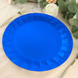 12inch Round Royal Blue Geometric Foil Paper Charger Plates, Disposable Serving Trays - 400 GSM