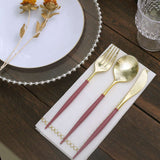 24 Pack | 8inch Metallic Gold With Cinnamon Rose Plastic Utensil Set
