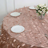 120inch Dusty Rose 3D Leaf Petal Taffeta Fabric Round Tablecloth