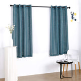 2 Pack | Handmade Blue Faux Linen Curtains 52x64inch Curtain Panels With Chrome Grommets