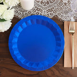 25 Pack | 9inch Geometric Royal Blue Foil Dinner Paper Plates, Disposable Party Plates - 400 GSM