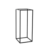 24Inch Rectangular Matte Black Metal Wedding Flower Stand, Geometric Column Frame Centerpiece