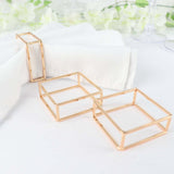 4 Pack | Gold Metal Hollow Square Napkin Rings, Modern Geometric Cube Napkin Holders