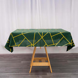 54"x54" Hunter Emerald Green Polyester Square Overlay With Gold Foil Geometric Pattern