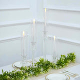 Set of 4 | Clear Crystal Glass Hurricane Taper Candle Holders With Tall Cylinder