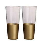 2 Pack | 12inch Clear Glass Vases | Bud Vases | Gold Dipped Cylinder Vases