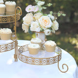 15inch Tall Gold Metal Rotating Cake Stand with Clear Acrylic Round Plates, Hollow Lace Design 3