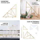 3ft Tall Gold Metal Triangular Geometric Flower Frame Prop Stand