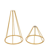 20inch Dual Cone Reversible Gold Metal Geometric Flower Stand, Wedding Vase Pedestal