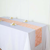 9ft Blush / Rose Gold With Gold Foil Geometric Pattern Table Runner