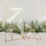 3ft Tall Gold Metal Triangular Geometric Flower Frame Prop Stand