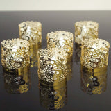 20 Pack | Gold Foil Paper Floral Lace Candle Holder Wraps, Votive Tealight Decorative Wraps