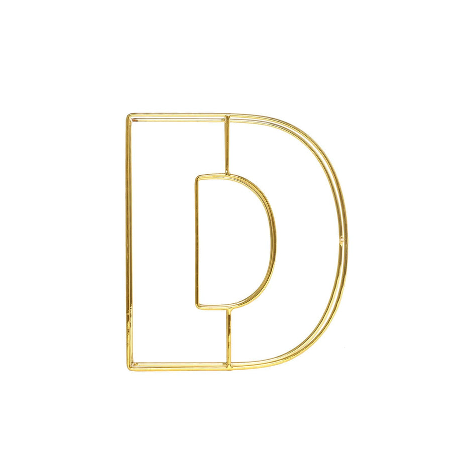 8" Tall Gold Freestanding 3D Decorative Wire Letter, Wedding Centerpiece - D