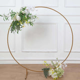 4ft Gold Metal Round Wedding Arch Table Centerpiece, Balloon Circle, Flower Frame Backdrop Stand