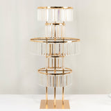 Elegant gold and crystal chandelier with three tiers