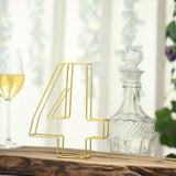 8" Tall | Gold Wedding Table Numbers | Freestanding 3D Decorative Metal Wire Numbers | 4