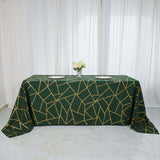 90inch x 156inch Hunter Emerald Green Rectangle Polyester Tablecloth Gold Foil Geometric Pattern