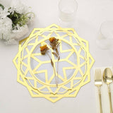 6 Pack Metallic Gold Foil Laser Cut Geometric Star Table Mats, 13inch Round Disposable Cardboard