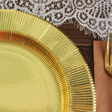 25 Pack | Metallic Gold Sunray 10inch Serving Dinner Paper Plates, Disposable Party Plates - 350 GSM