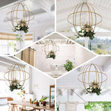 12inch Gold Wrought Iron Open Frame Centerpiece Ball, Candle Holder Floral Display Hanging Sphere