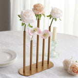 Gold Metal Minimalist Single Stem Flower Vase Centerpiece, 5-Tubes Bud Vase