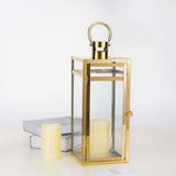 17inch Gold Vintage Top Stainless Steel Candle Lantern Centerpiece Outdoor Metal Patio Lantern