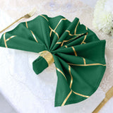 5 Pack | Modern Hunter Green & Geometric Gold Cloth Dinner Napkins, Emerald | 20x20Inch